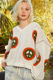 Long Sleeve Peace Pattern Sweater