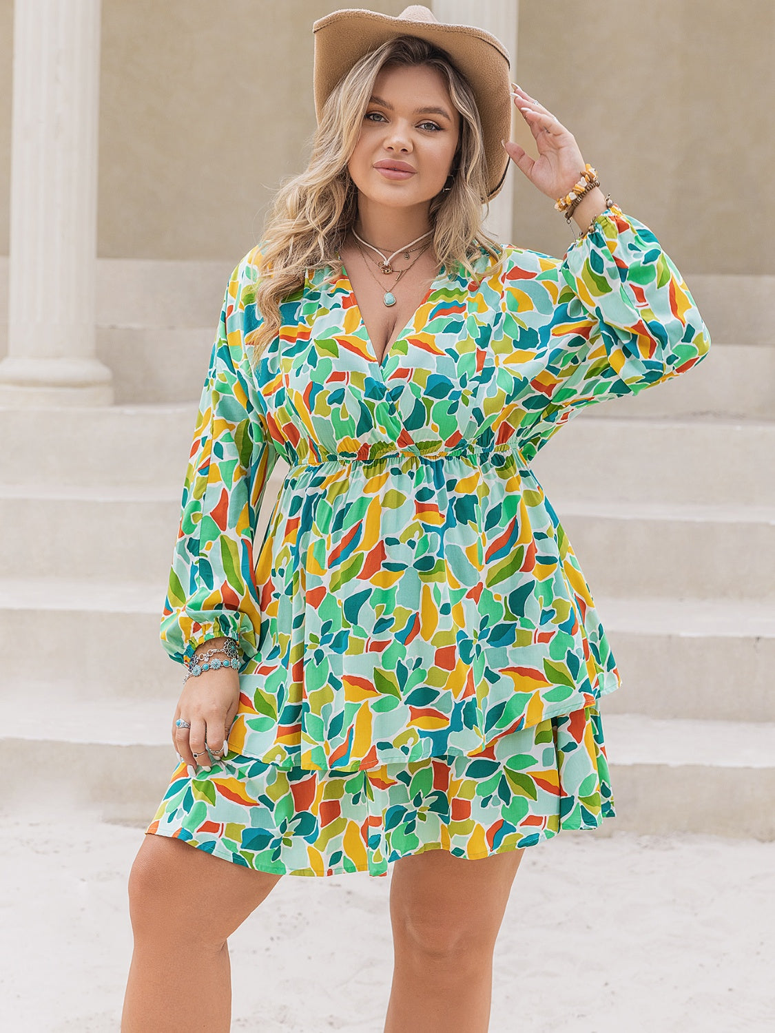 Plus Size Long Sleeve Mini Summer Dress