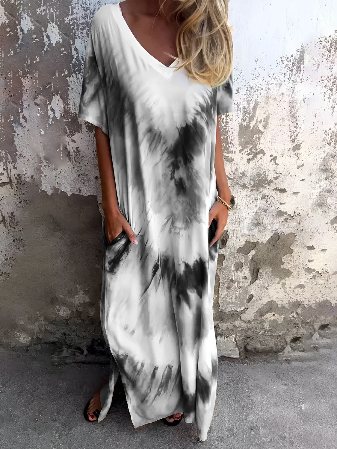 Beachy Tie-Dye Short Sleeve Maxi Dress