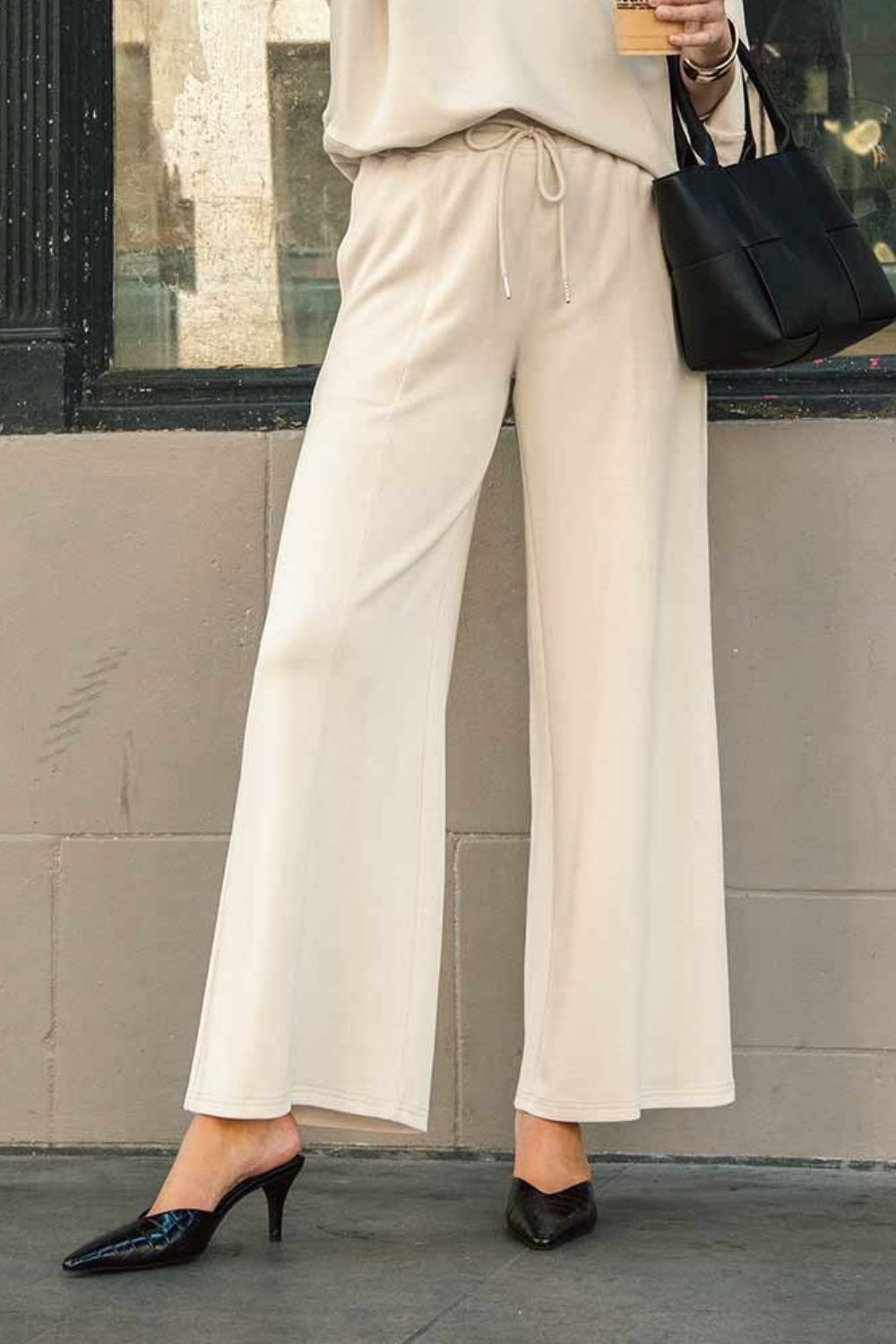 Full Size Drawstring Wide Leg Resort Pants with Pockets