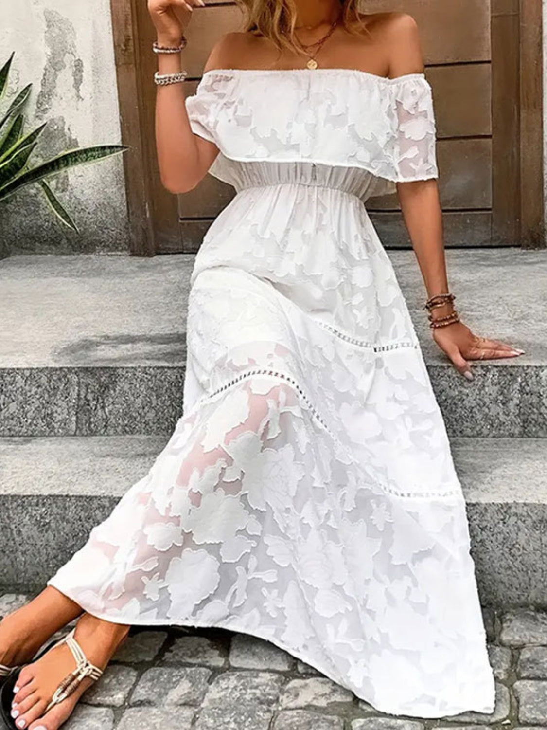 Off-Shoulder Beach Resort Maxi Dress