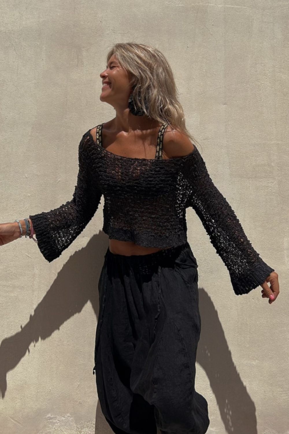 Beachy Long Sleeve Knit Boho Cover Up