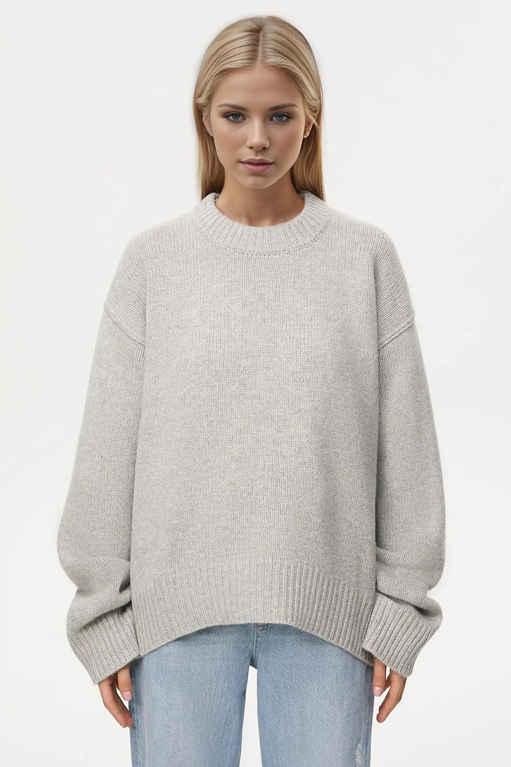 Round Neck Dropped Shoulder Sweater