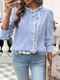 Lace Detail Ruffled Long Sleeve Shirt