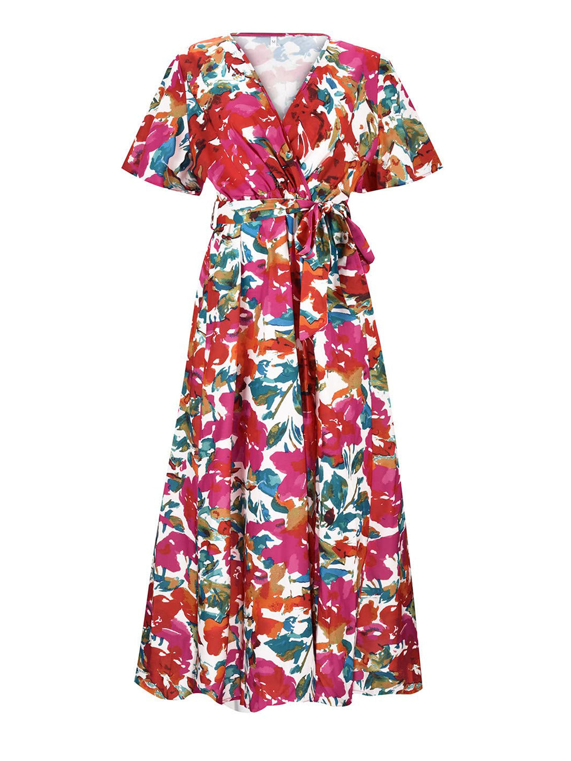 Tied Slit Floral Summer Midi Dress