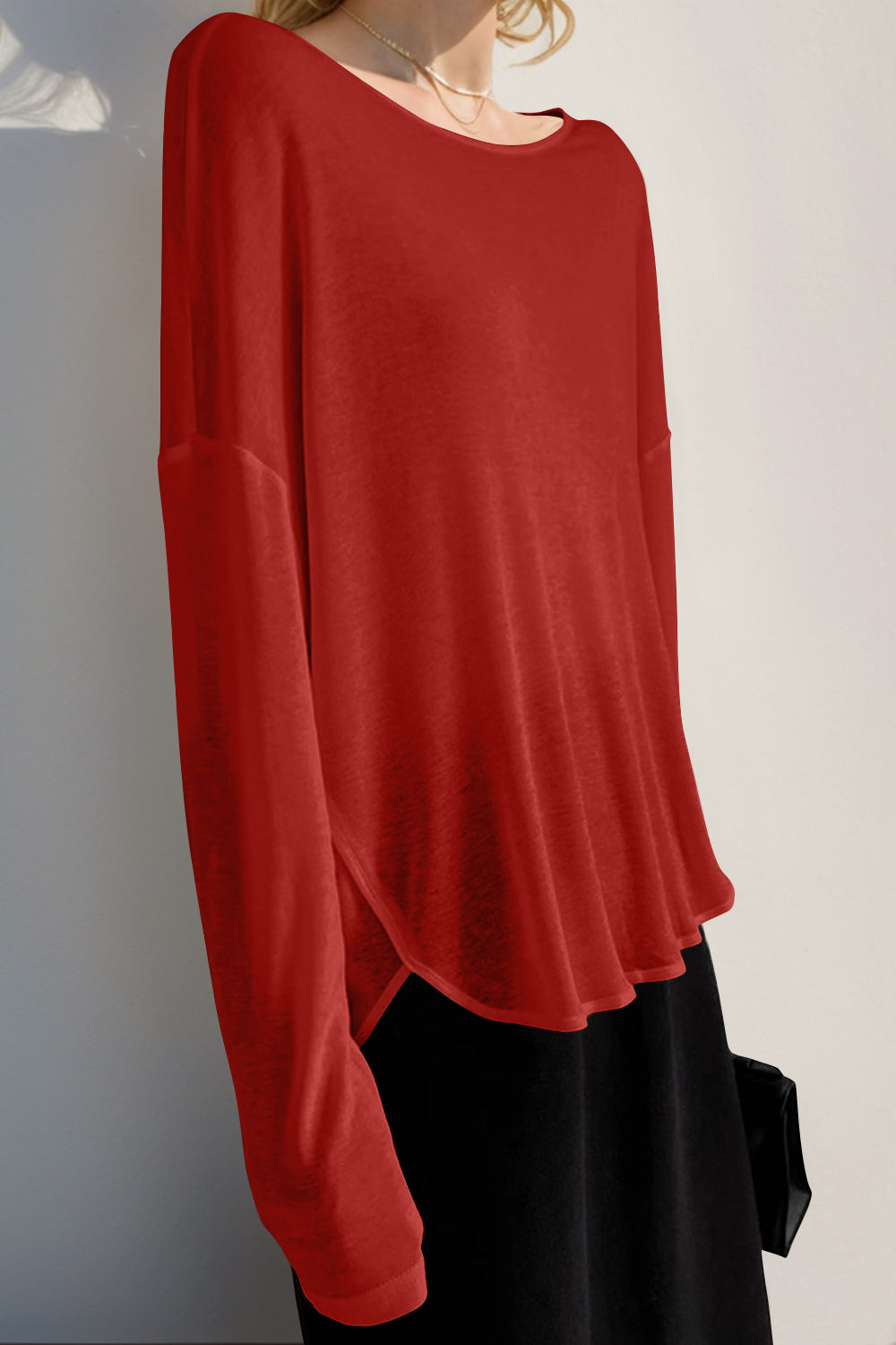 Silk Blend Long Sleeve T-Shirt