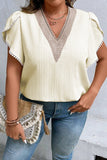 Plus Size V-Neck Petal Sleeve Resort Blouse