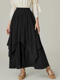 Smocked Waist Band Ruched Layered Skirt