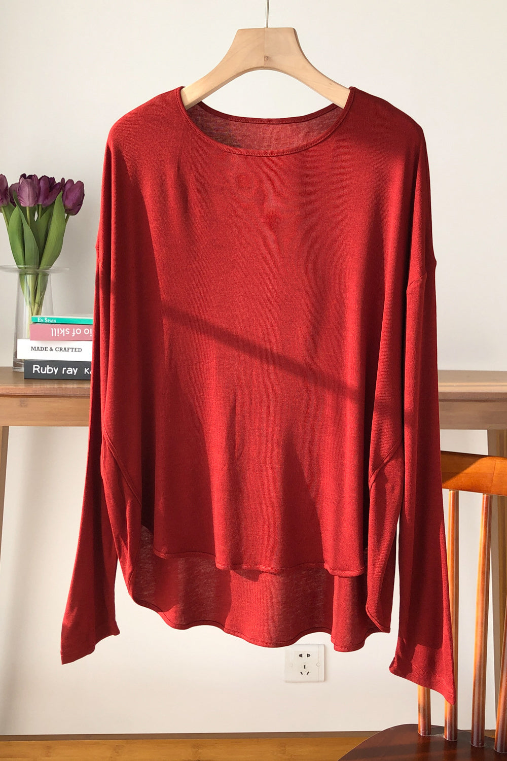 Silk Blend Long Sleeve T-Shirt