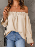 Off-Shoulder Flounce Sleeve Resort Blouse