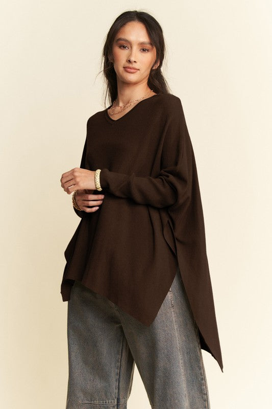 Side Slit Batwing Sleeve Top