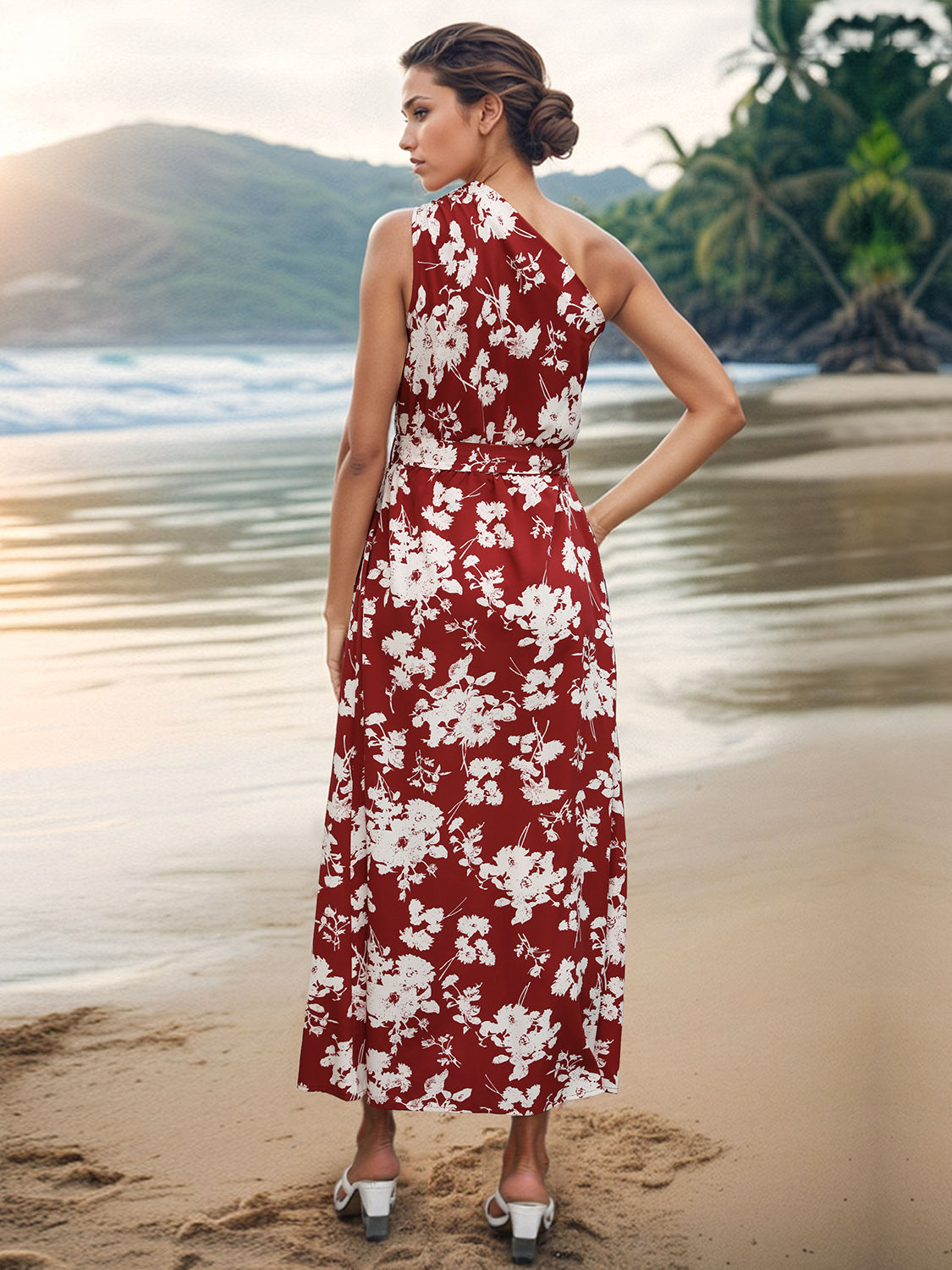 Red Tropical Vacation Dress