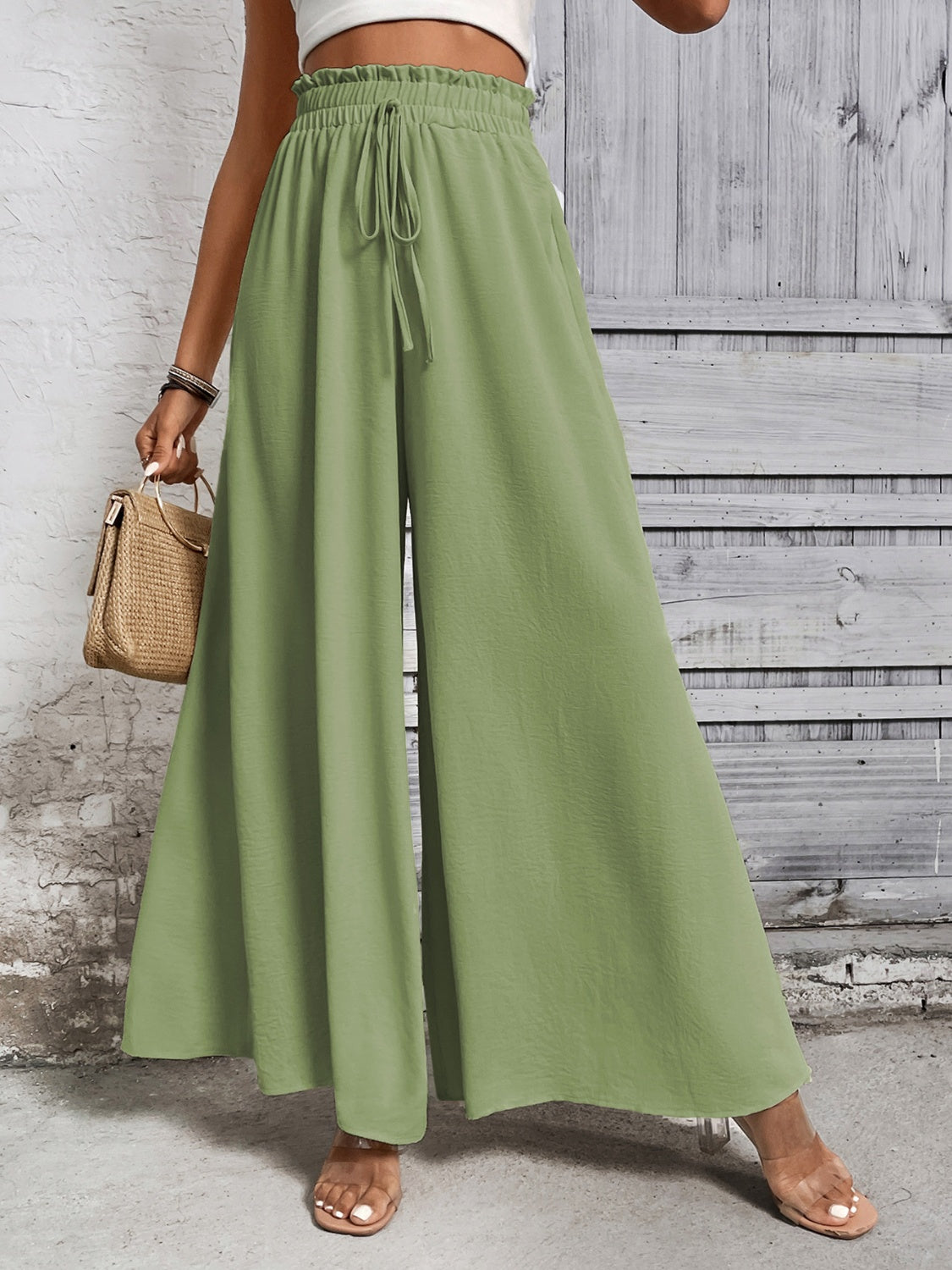 Resort Style High Waist Wide Leg Pants