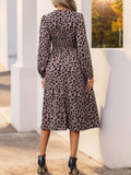 Leopard Long Sleeve Midi Dress