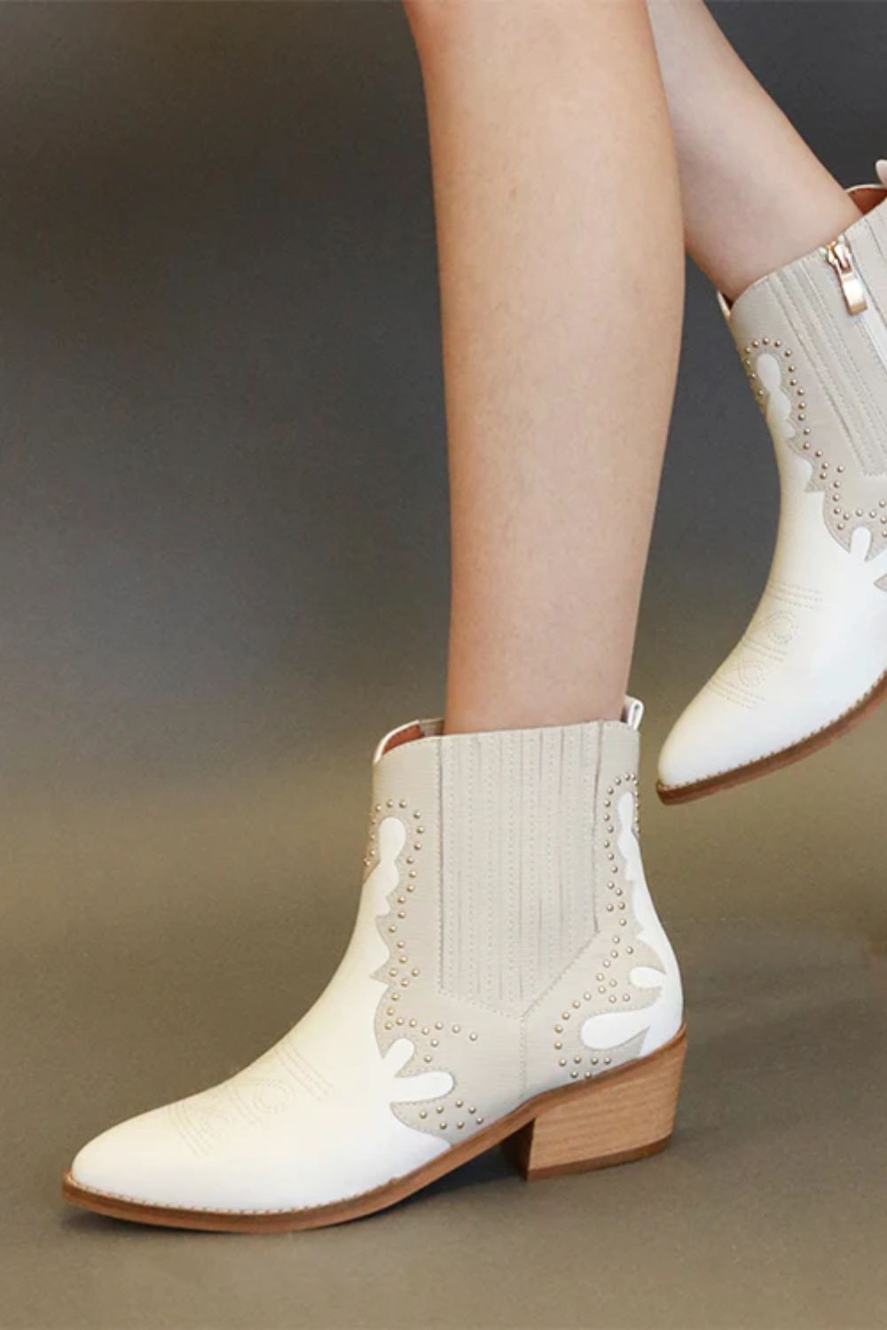 Studded Detail Point Toe Boots