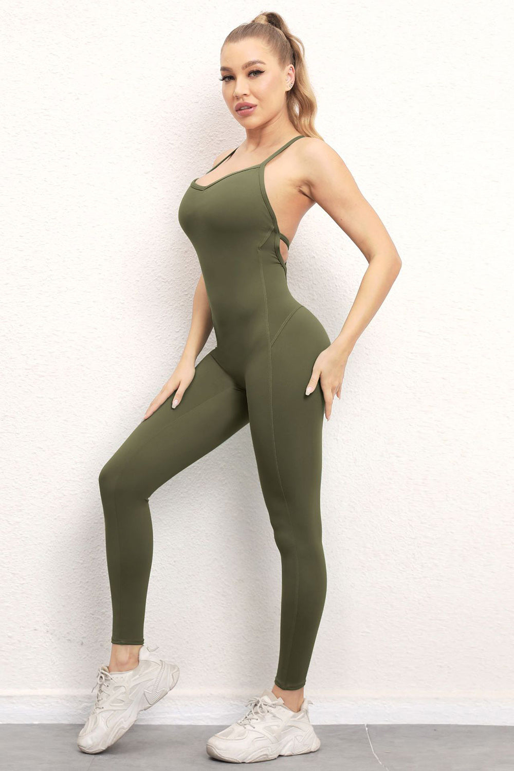 Crisscross Spaghetti Strap Active Jumpsuit