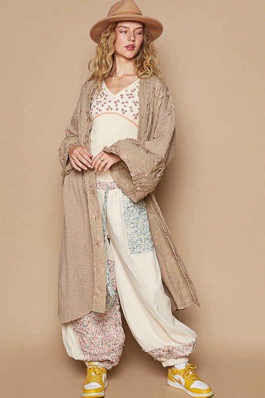 Flower Lace Trim Open Front Boho Beach Cardigan