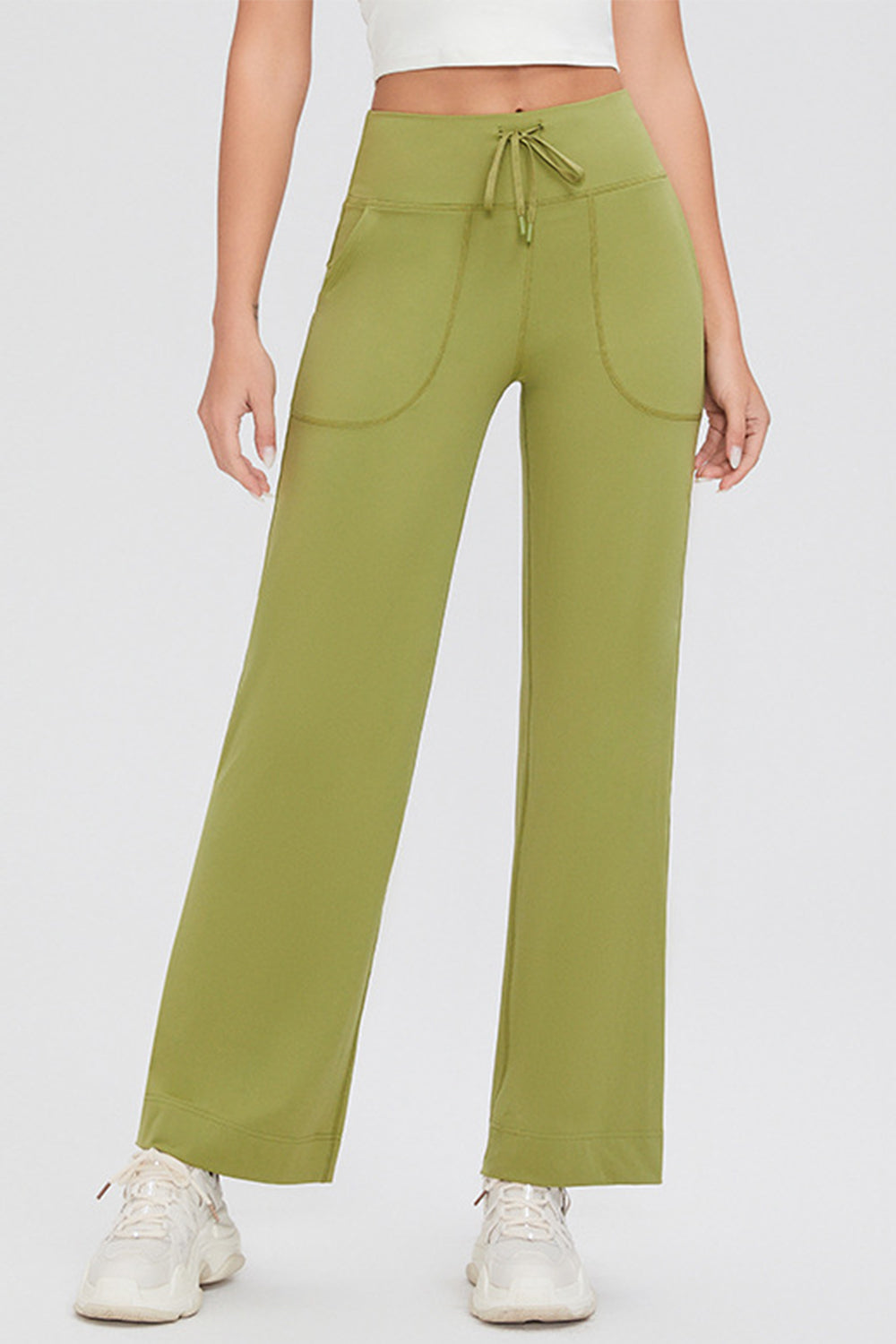 Full Size Drawstring High Waist Pants with Pockets