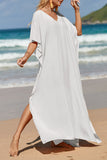 Slit V-Neck Half Sleeve Cover-Up Beach Maxi Dress