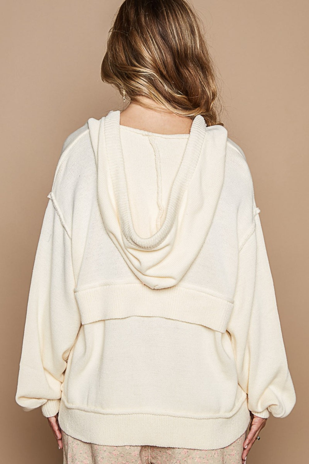 Drop Shoulder Hooded Sweater