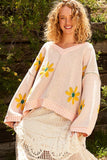 Big Floral Pattern Chenille Boho Sweater