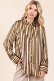 Striped Button Down Satin Resort Shirt