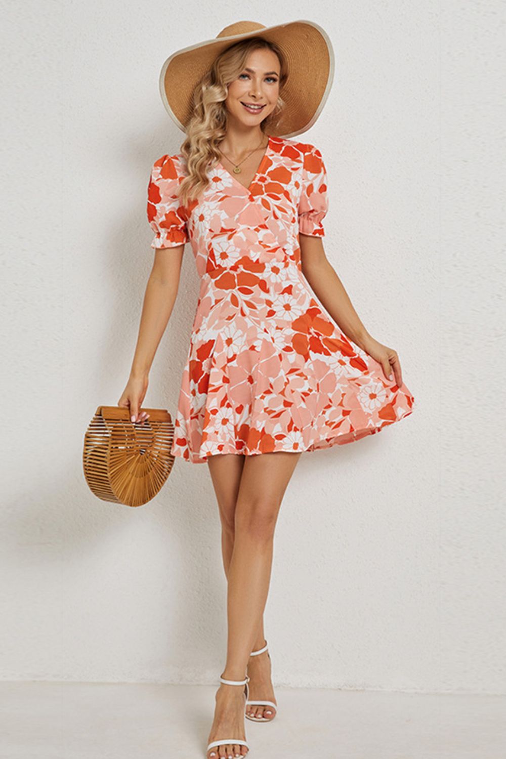 Floral Flounce Sleeve Summer Dress