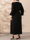 Plus Size Long Sleeve Midi Dress