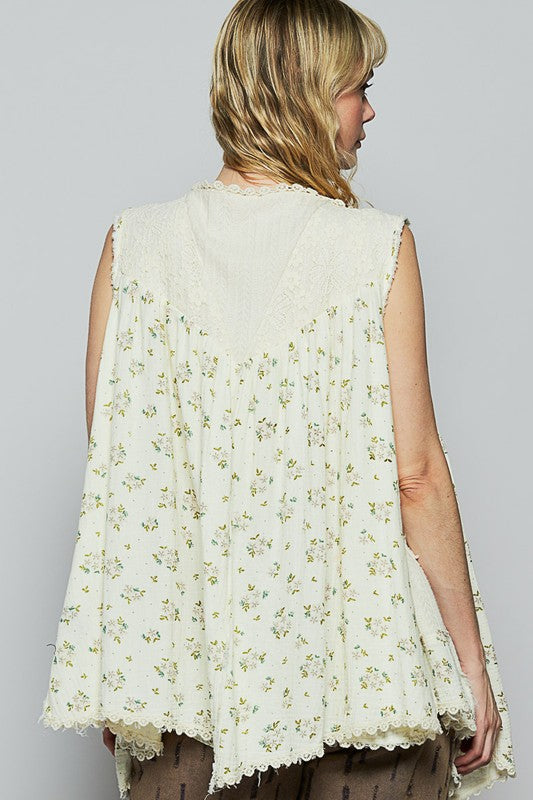 Pearl Detail Beachy Sleeveless Boho Cardigan