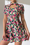 Floral Buttoned Mini Summer Dress