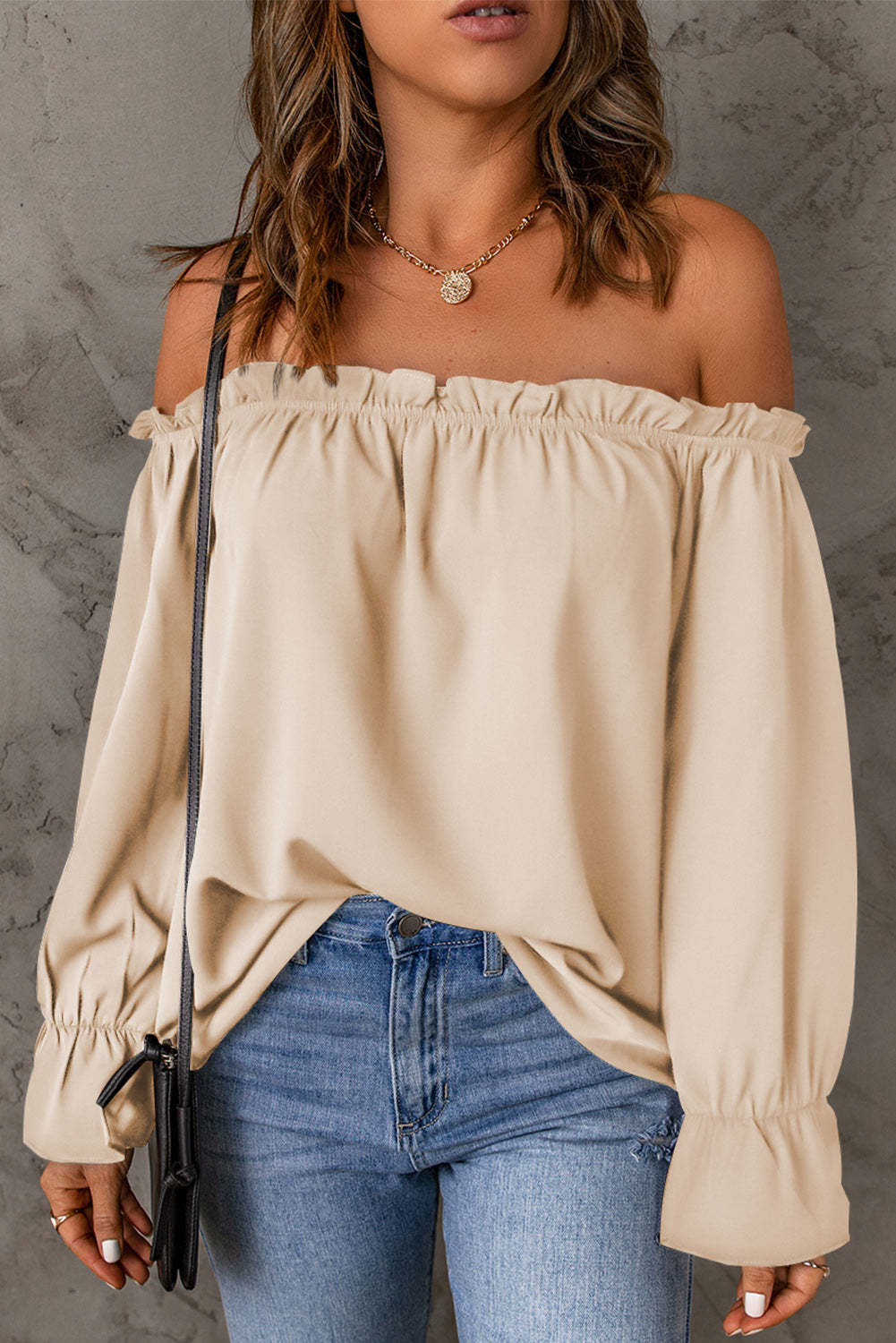 Off-Shoulder Flounce Sleeve Resort Blouse