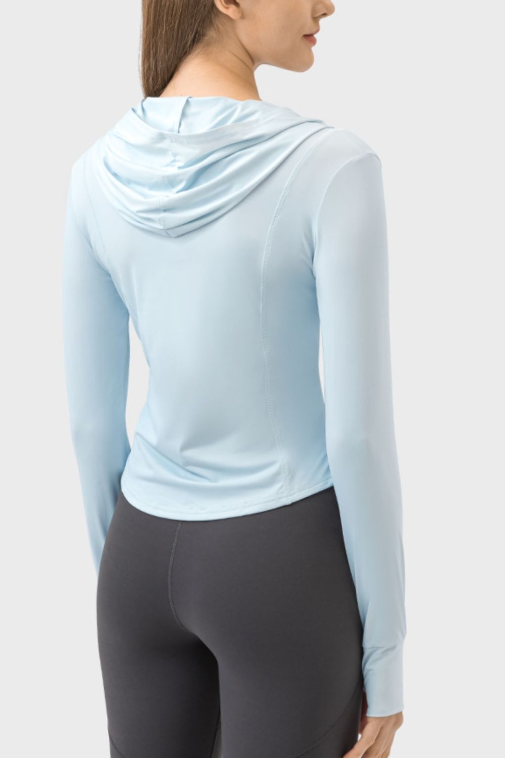 Zip Up Hooded Long Sleeve Active Top