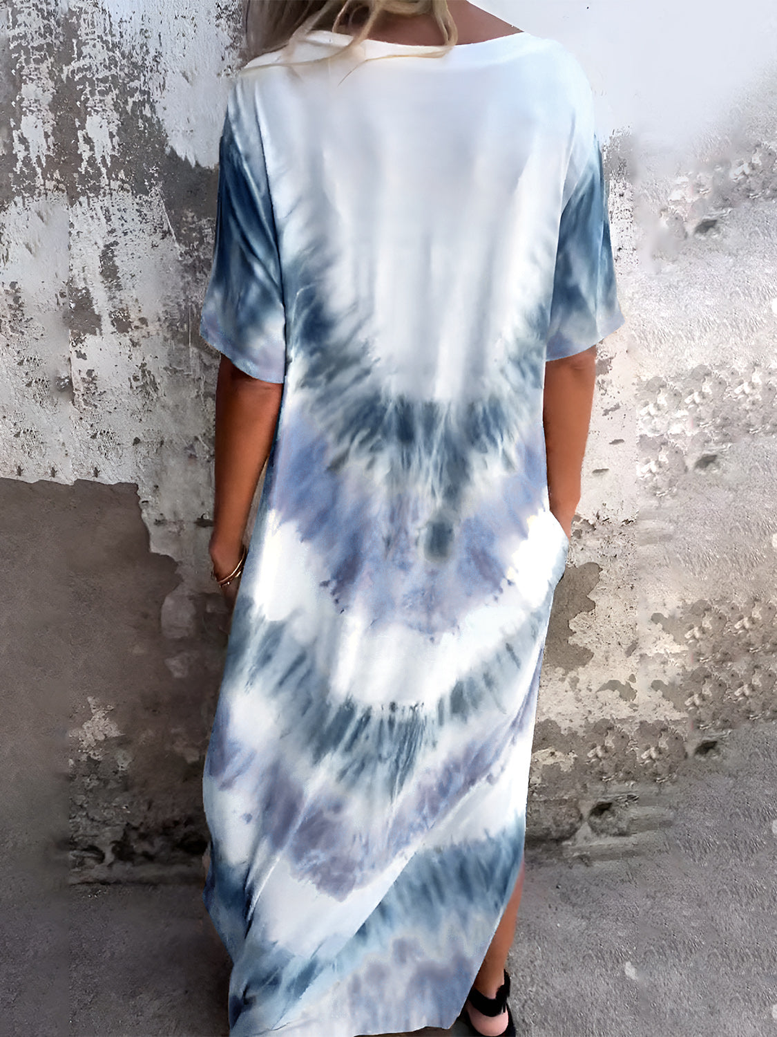 Beachy Tie-Dye Short Sleeve Maxi Dress