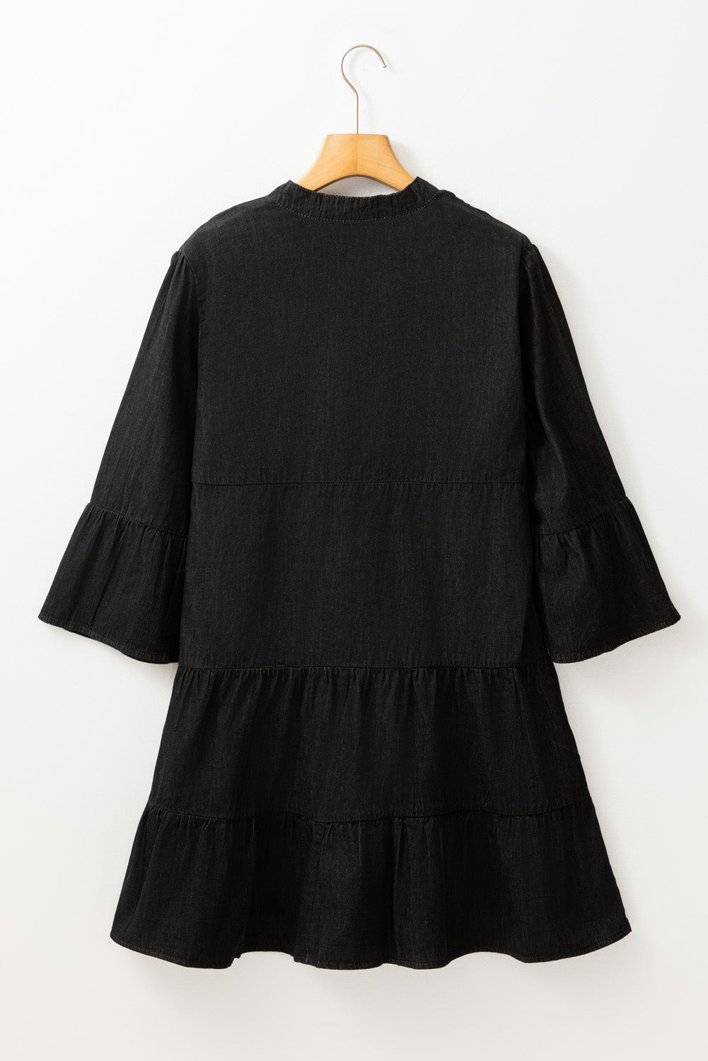 Three-Quarter Sleeve Black Denim Resort or Summer Dress