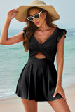 Cap Sleeve One-Piece Swim Dress