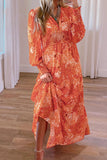 Beach Maxi Long Sleeve Orange Dress