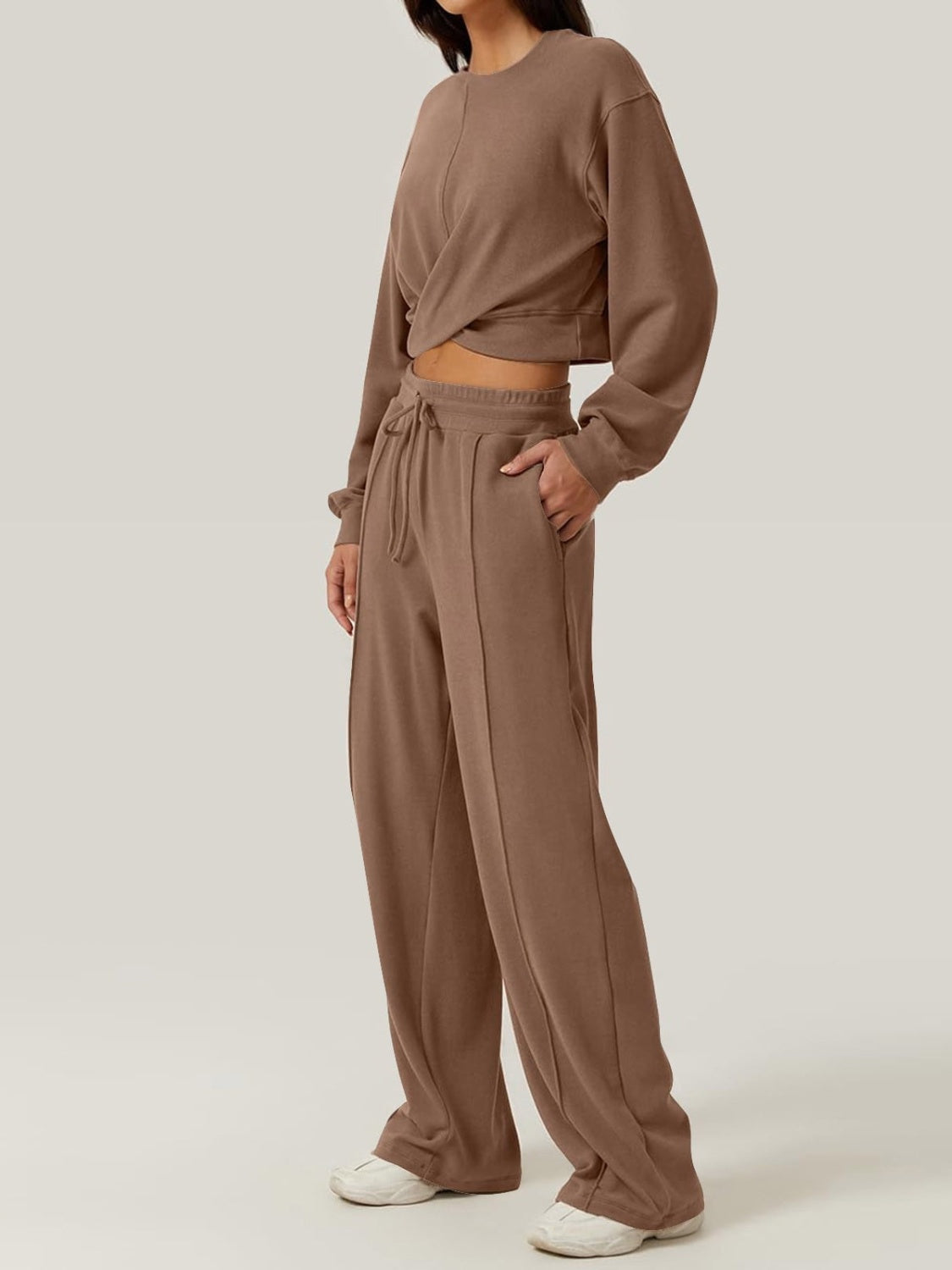 Top and Drawstring Pants Set