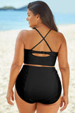 Full Size Halter Neck Crisscross Ruched Two-Piece Resort Swimsuit