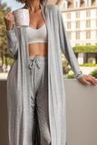 Open Front Long Sleeve Cardigan and Pants Lounge Set