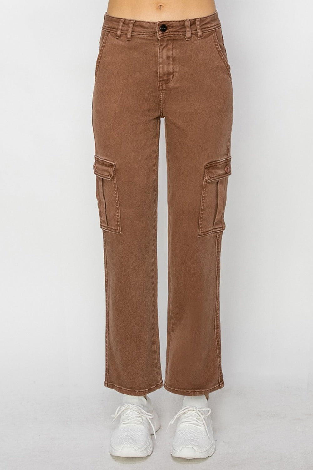 Women's Full Size High Rise Cargo Espresso Jeans