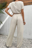 Round Neck Short Sleeve Top and Resort Pants Set