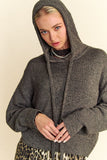 Shoulder Long Sleeve Hooded Sweater