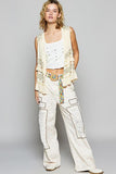 Beachy Boho Ruffled Open Front Sleeveless Cardigan