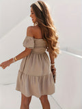 Full Size Ruffled Off-Shoulder Short Sleeve Beach Dress