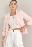 Open Front Ruched Sleeve Resort Blazer