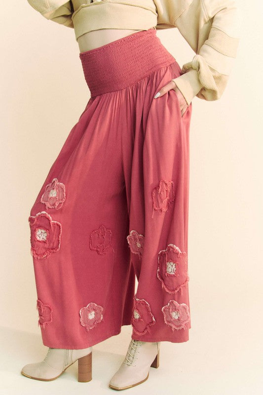 Flower Patch Wide Leg Beachy Boho Pants