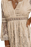 Lace V-Neck Three-Quarter Sleeve Boho Dress