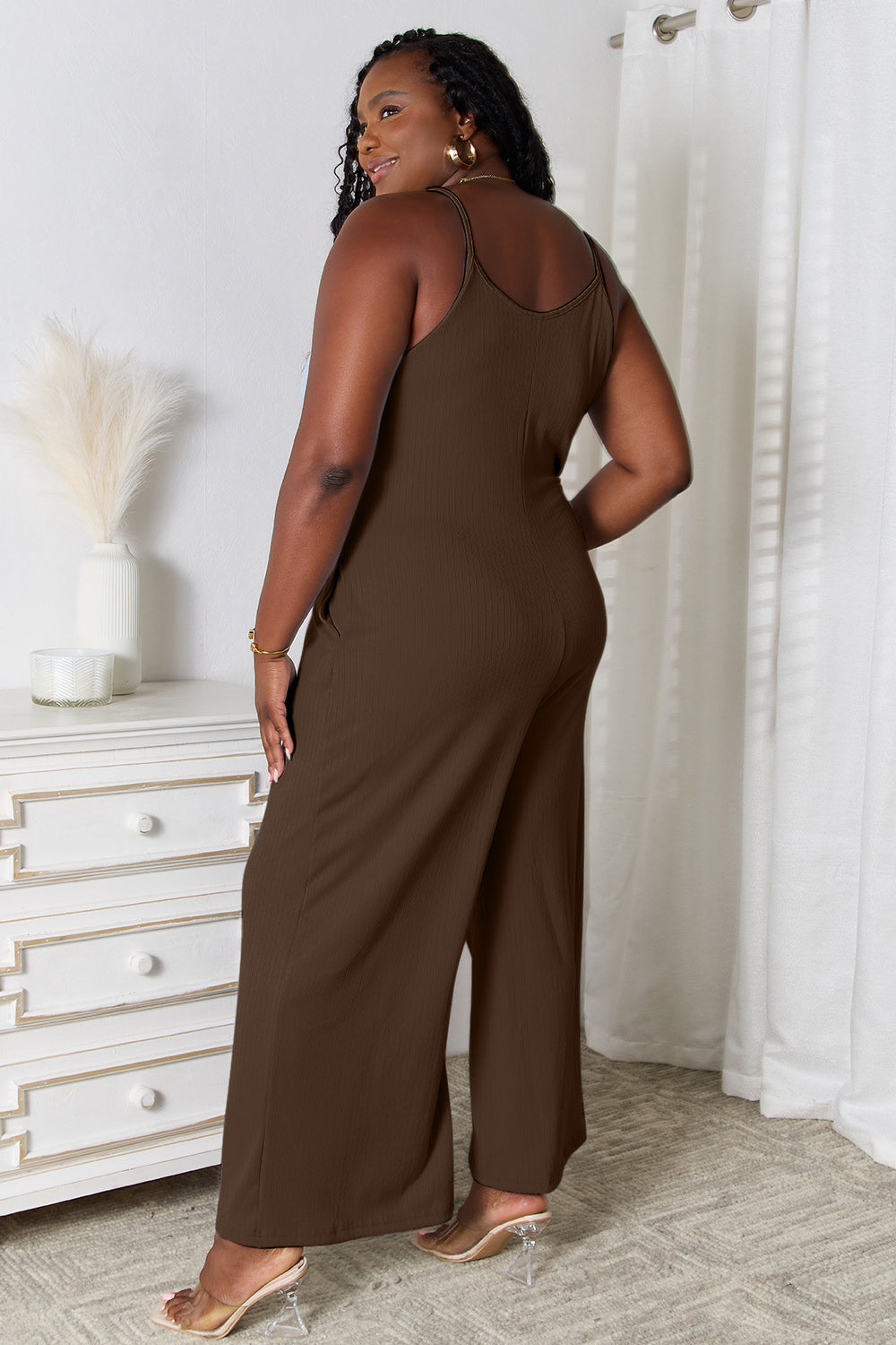 Plus Size Spaghetti Strap V-Neck Jumpsuit