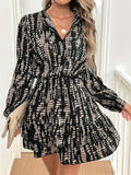 Printed Long Sleeve Mini Dress