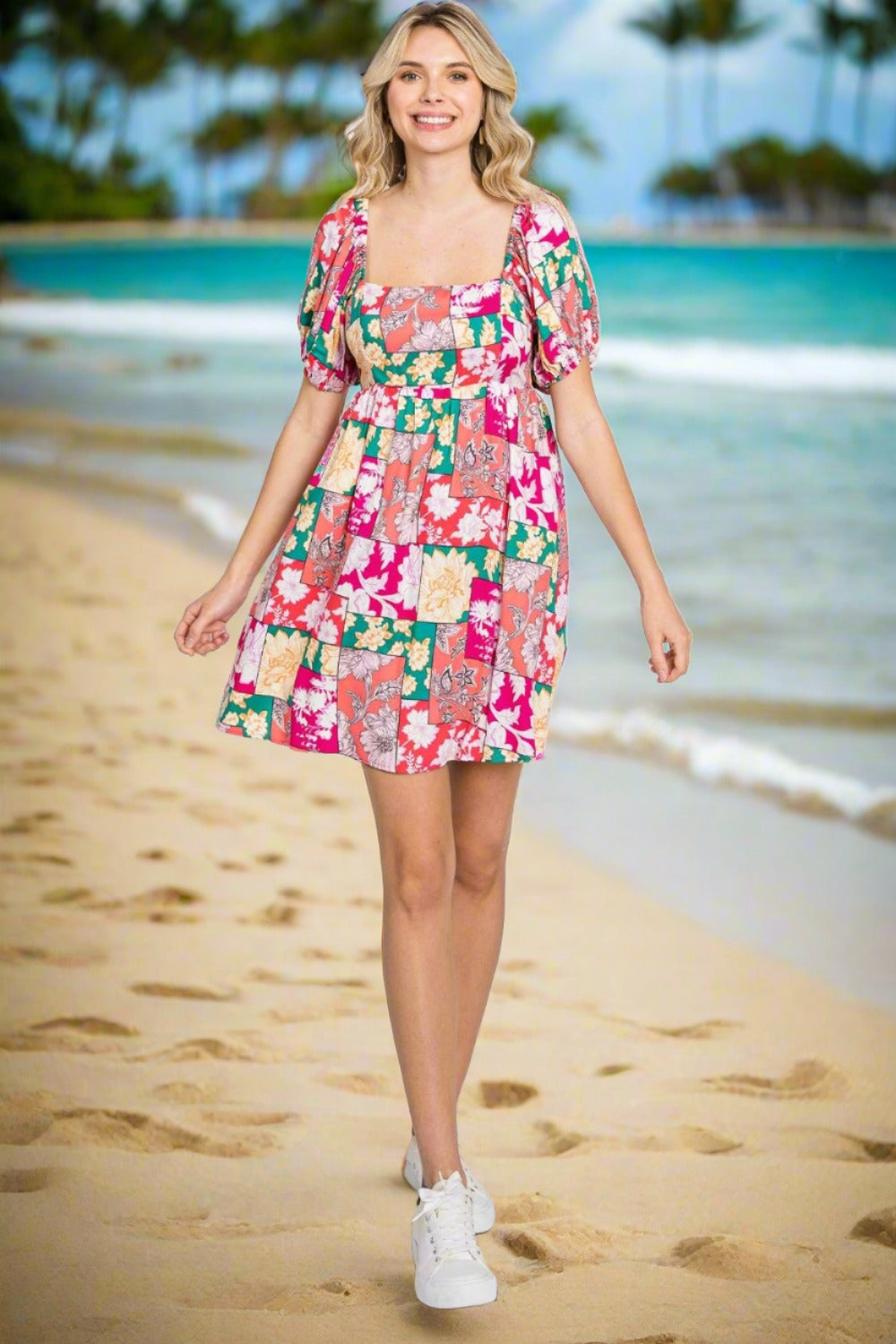 Floral Patchwork Resort Dress